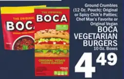 C Town BOCA VEGETARIAN BURGERS 10 Oz. Boxes offer