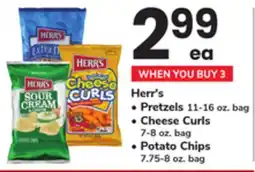 ACME Herr's Pretzels 11-16 oz. bag, Cheese Curls 7-8 oz. bag, Potato Chips 7.75-8 oz. bag offer