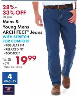 Boscov's Mens & Young Mens ARCHITECT Jeans WITH STRETCH FOR COMFORT offer