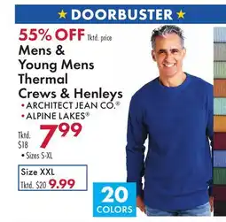 Boscov's Mens & Young Mens Thermal Crews & Henleys offer