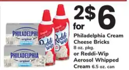 ACME Philadelphia Cream Cheese Bricks 8 oz. pkg. or Reddi-Wip Aerosol Whipped Cream 6.5 oz. can offer