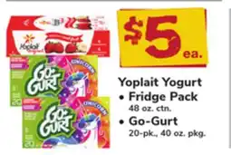 ACME Yoplait Yogurt, Fridge Pack 48 oz. ctn., Go-Gurt 20-pk., 40 oz. pkg offer