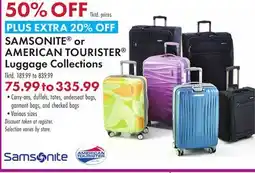Boscov's SAMSONITE or AMERICAN TOURISTER Luggage Collections offer