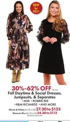 Boscov's Fall Daytime & Social Dresses, Jumpsuits, & Separates offer