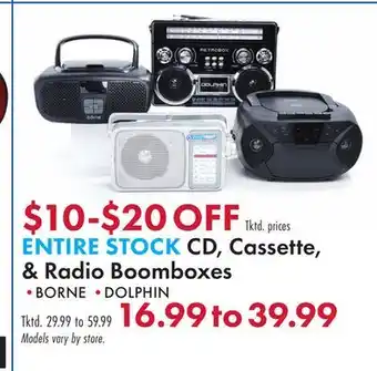Boscov's ENTIRE STOCK CD, Cassette, & Radio Boomboxes offer