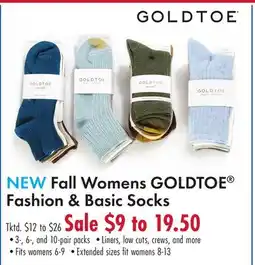 Boscov's NEW Fall Womens GOLDTOE Fashion & Basic Socks offer