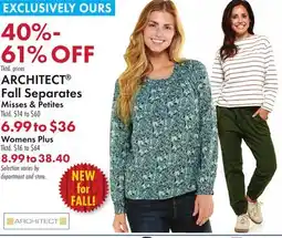 Boscov's ARCHITECT Fall Separates & Petites offer