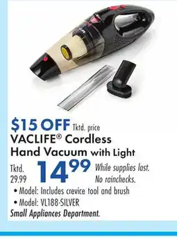 Boscov's VACLIFE Cordless Hand Vacuum with Light offer