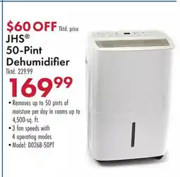 Boscov's JHS 50-Pint Dehumidifier offer