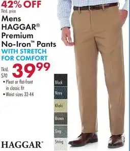 Boscov's Mens HAGGAR Premium No-Iron Pants offer