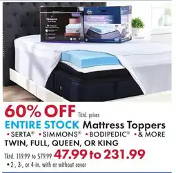 Boscov's ENTIRE STOCK Mattress Toppers offer