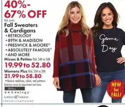 Boscov's Fall Sweaters & Cardigans offer