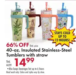 Boscov's 40-oz. Insulated Stainless-Steel Tumblers with straw offer