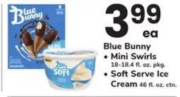ACME Blue Bunny • Mini Swirls 18-18.4 fl. oz. pkg. • Soft Serve Ice Cream 46 fl. oz. ctn offer