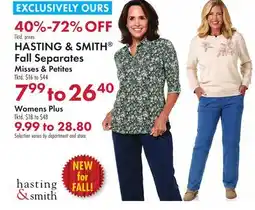 Boscov's HASTING & SMITH Fall Separates offer