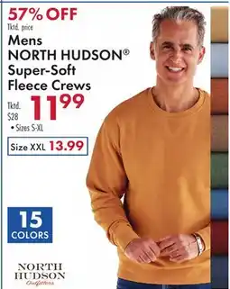 Boscov's Mens NORTH HUDSON Super-Soft Fleece Crews offer