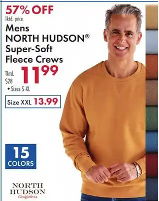 Boscov's Mens NORTH HUDSON Super-Soft Fleece Crews offer