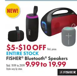 Boscov's ENTIRE STOCK FISHER Bluetooth Speakers offer