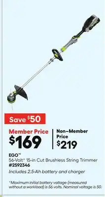 Lowe's 56-Volt◊ 15-in Cut Brushless String Trimmer offer