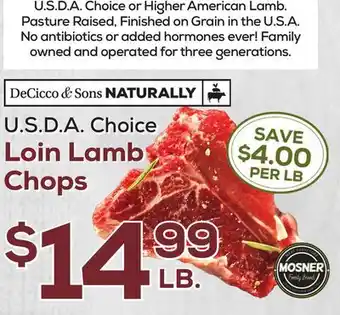 DeCicco & Sons Choice Loin Lamb Chops offer