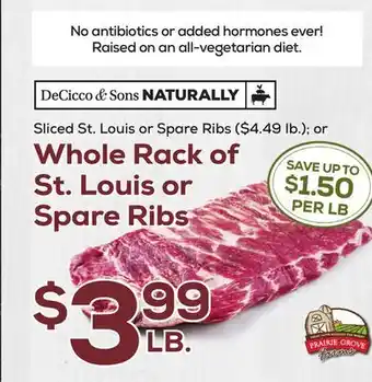 DeCicco & Sons Whole Rack of St. Louis or Spare Ribs offer