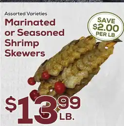 DeCicco & Sons Marinated or Seasoned Shrimp Skewers offer