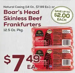 DeCicco & Sons Boar's Head Skinless Beef Frankfurters offer