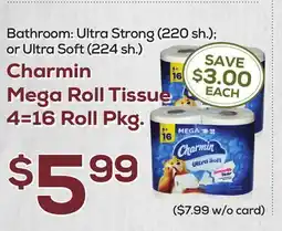 DeCicco & Sons Charmin Mega Roll Tissue 4=16 Roll Pkg offer