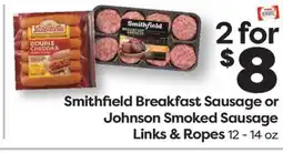 Weis Markets Smithfield Breakfast Sausage or Johnson Smoked Sausage Links & Ropes offer