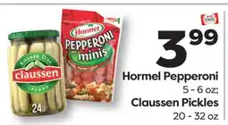 Weis Markets Hormel Pepperoni 5-6 oz Claussen Pickles 20-32 oz offer