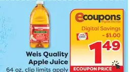 Weis Markets Weis Quality Apple Juice offer