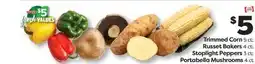 Weis Markets Trimmed Corn 5 ct Russet Bakers 4 ct Stoplight Peppers 3 ct Portabella Mushrooms 4 ct offer