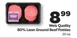 Weis Markets Weis Quality 80% Lean Ground Beef Patties offer