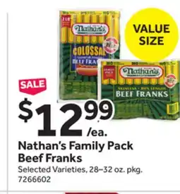 Stop&Shop Nathan's Family Pack Beef Franks offer