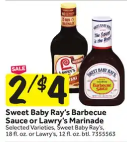 Stop&Shop Sweet Baby Ray's Barbecue Sauce or Lawry's Marinade offer