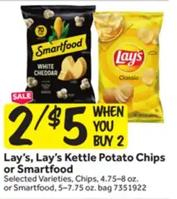 Stop&Shop Lay's, Lay's Kettle Potato Chips or Smartfood offer