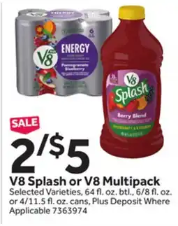 Stop&Shop V8 Splash or V8 Multipack offer