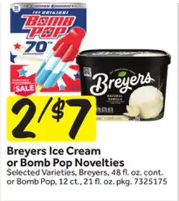 Stop&Shop Breyers Ice Cream or Bomb Pop Novelties offer