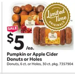 Stop&Shop Pumpkin or Apple Cider Donuts or Holes offer
