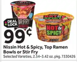 Stop&Shop Nissin Hot & Spicy, Top Ramen Bowls or Stir Fry offer