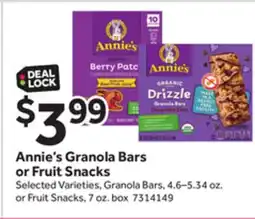 Stop&Shop Annie's Granola Bars or Fruit Snacks offer