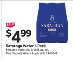 Stop&Shop Saratoga Water 6 Pack offer