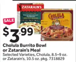 Stop&Shop Cholula Burrito Bowl or Zatarain's Meal offer