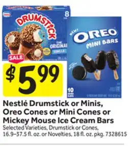 Stop&Shop Nestlé Drumstick or Minis, Oreo Cones or Mini Cones or Mickey Mouse Ice Cream Bars offer