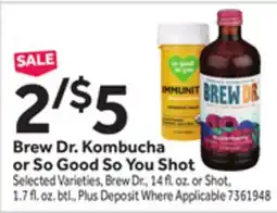 Stop&Shop Brew Dr. Kombucha or So Good So You Shot offer
