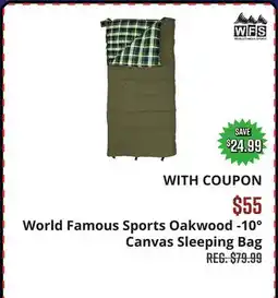 Big 5 World Famous Sports Oakwood -10° Canvas Sleeping Bag offer