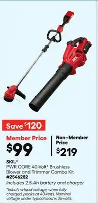 Lowe's PWR CORE 40-Volt* Brushless Blower and Trimmer Combo Kit offer