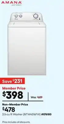 Lowe's Amana 3.5-cu ft Washer offer