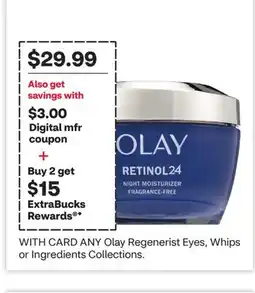 CVS ANY Olay Regenerist Eyes, Whips or Ingredients Collections offer