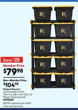 Lowe's Project Source Commander 5-Tier 72-in H x 48-in W x 20-in D Plastic Shelving Unit offer